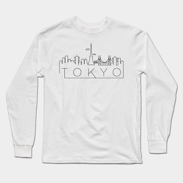 Tokyo Minimal Skyline Long Sleeve T-Shirt by kursatunsal